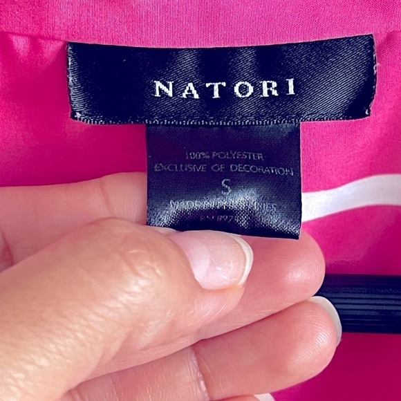 Natori Women Pink Button Up Sleepwear Shirt Size S Windowpane Print Long Sleeve - Picture 5 of 8